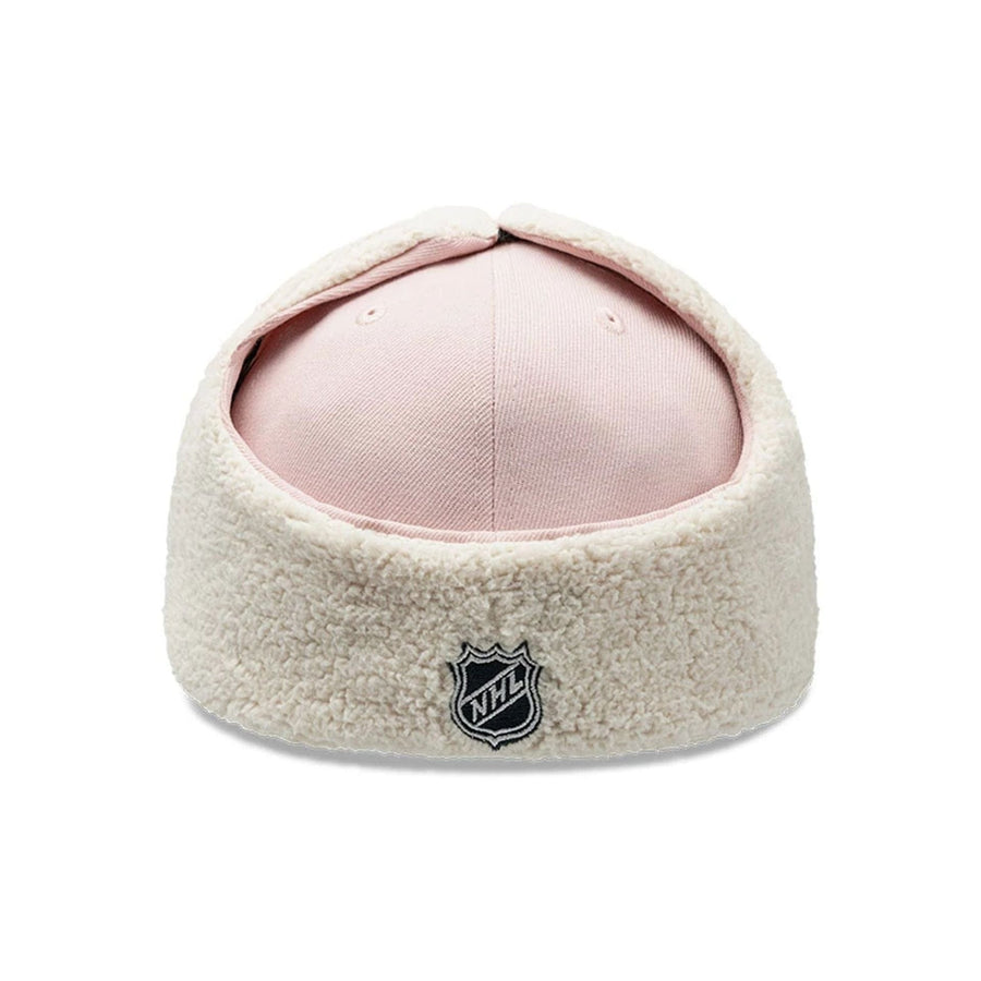 Pictured is this NHL Patch Chicago Blackhawks Dogear 59FIFTY Fitted cap in pastel pink. 5