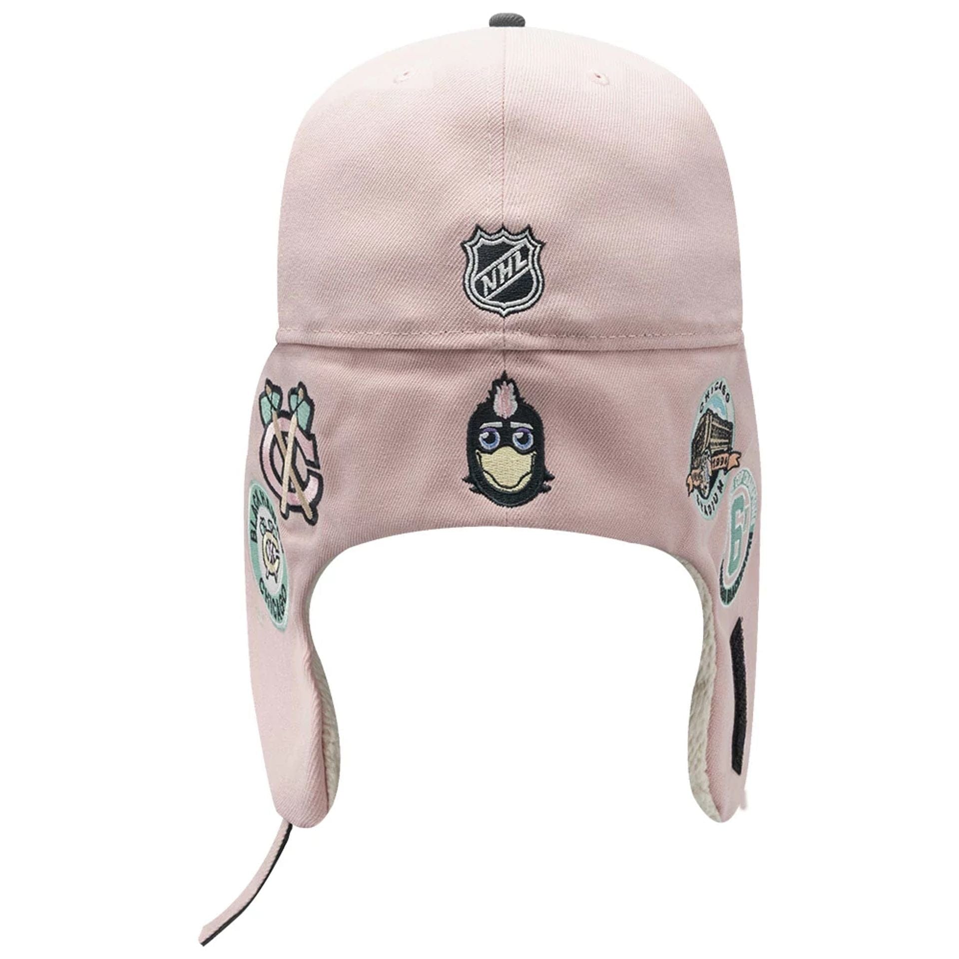 Pictured is this NHL Patch Chicago Blackhawks Dogear 59FIFTY Fitted cap in pastel pink. 6