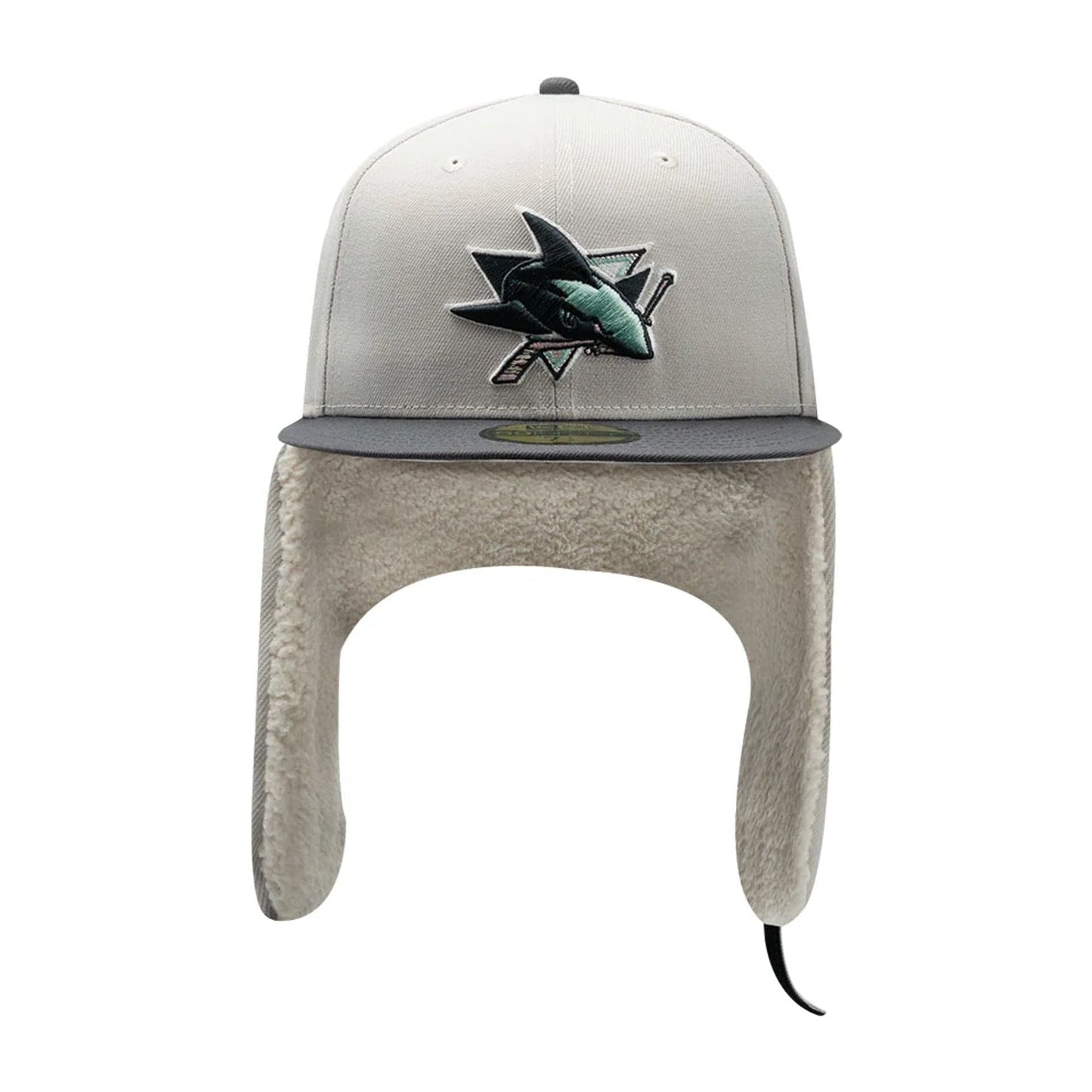 Pictured is this NHL Patch San Jose Sharks Dogear 59FIFTY Fitted cap in light beige. 7