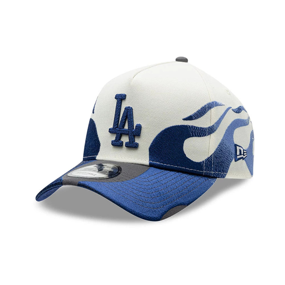 Pictured is this MLB Flame LA Dodgers 9FORTY A-Frame cap in Cream. 1