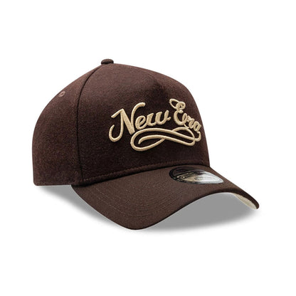 Pictured is this New Era Melton Wool 9FORTY A-Frame cap in Brown. 4
