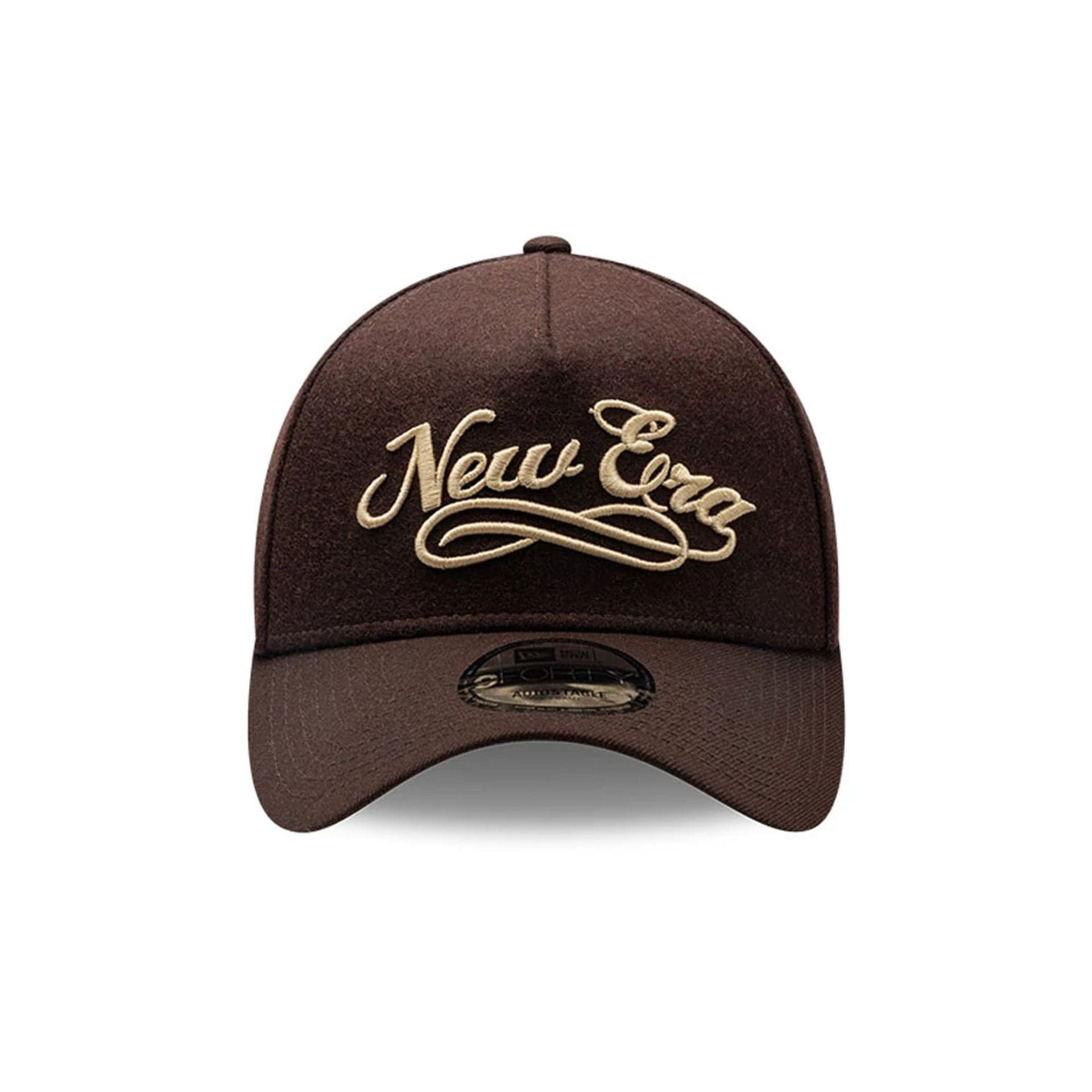 Pictured is this New Era Melton Wool 9FORTY A-Frame cap in Black. 3