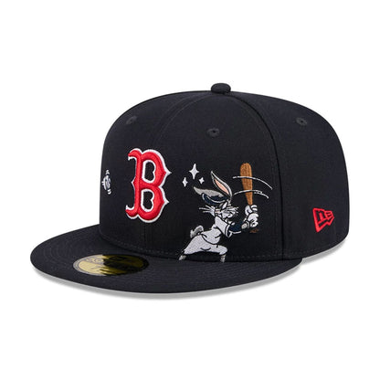 Pictured is this MLB X Looney Tunes Bugs Bunny Boston Red Sox 59FIFTY Fitted cap in navy. 5
