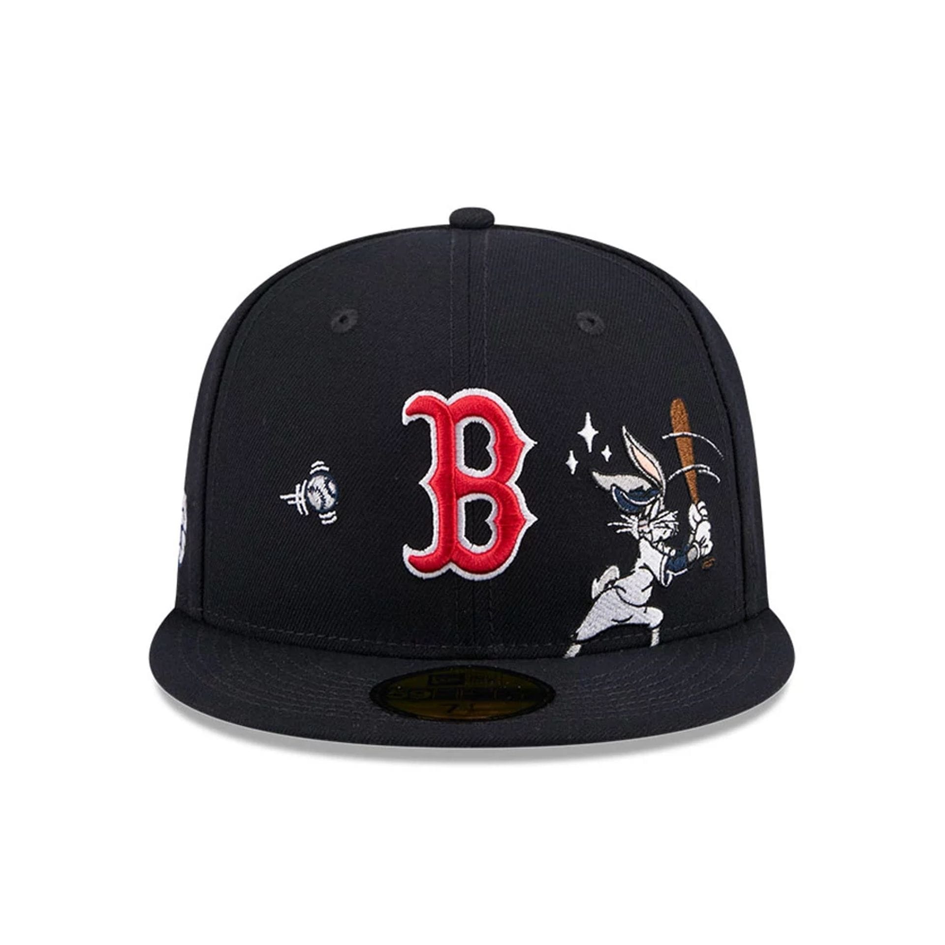 Pictured is this MLB X Looney Tunes Bugs Bunny Boston Red Sox 59FIFTY Fitted cap in navy. 4