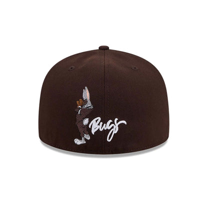 Pictured is this MLB X Looney Tunes Bugs Bunny San Diego Padres 59FIFTY Fitted cap in dark brown. 4