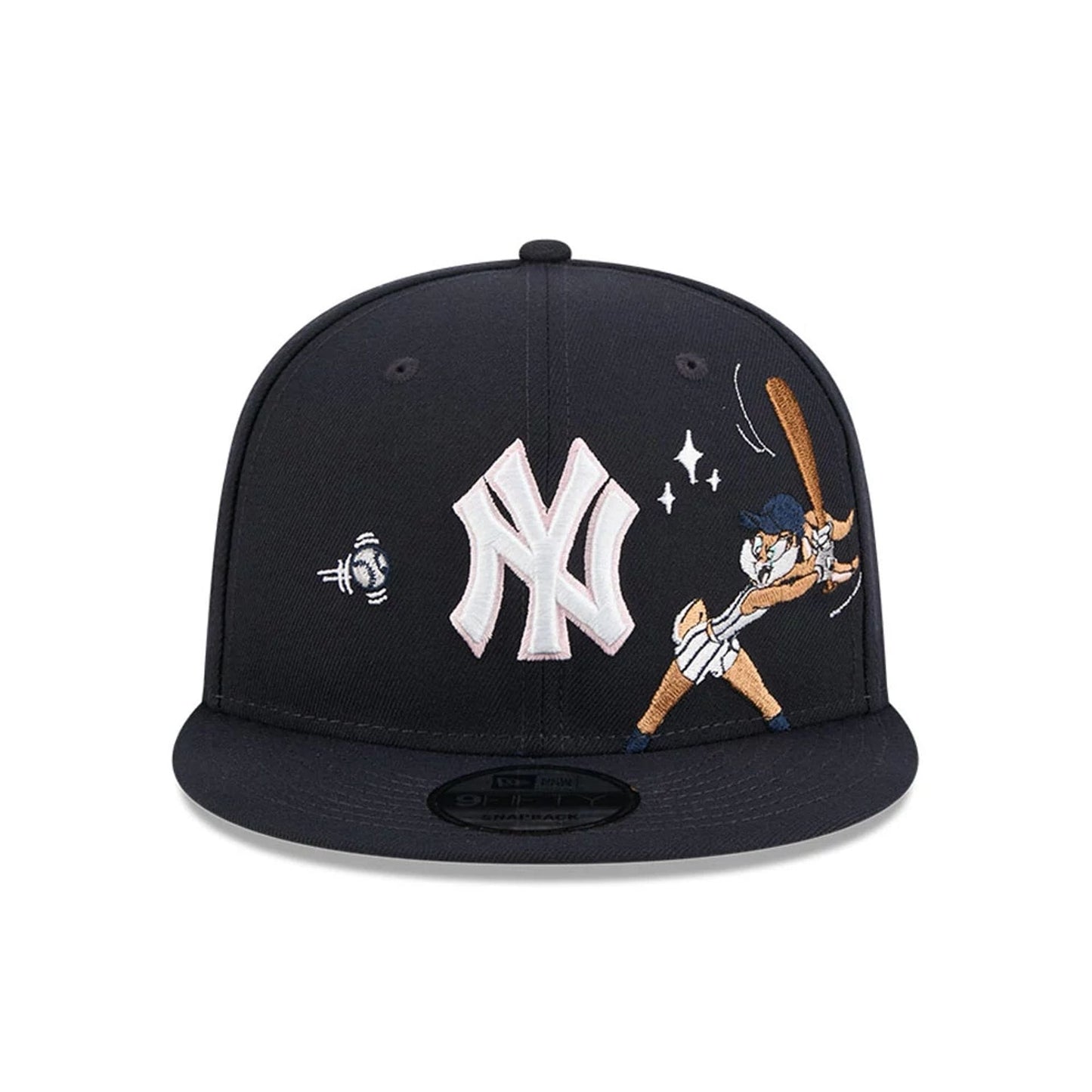 Pictured is this MLB X Looney Tunes Lola Bunny New York Yankees 9FIFTY Snapback Adjustable cap in navy. 3