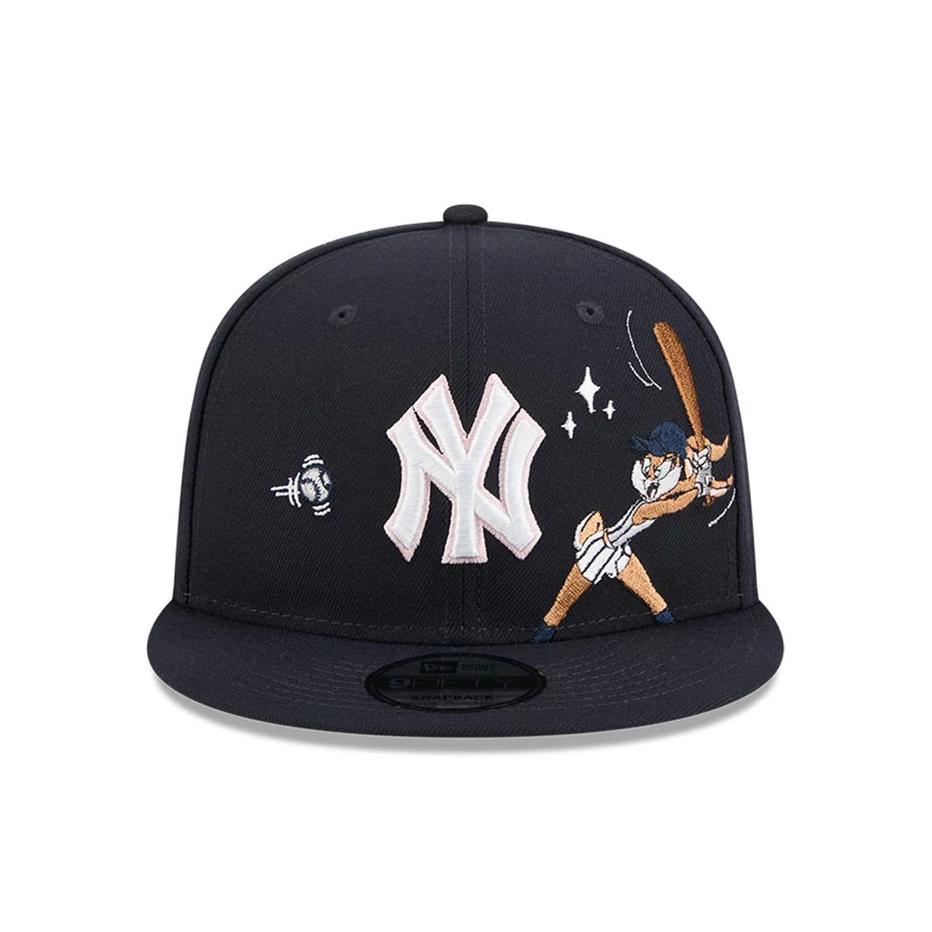 Pictured is this MLB X Looney Tunes Lola Bunny New York Yankees 9FIFTY Snapback Adjustable cap in navy. 3