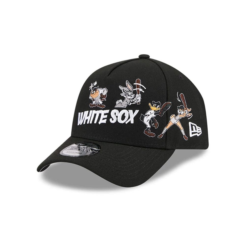 Pictured is this MLB X Looney Tunes Chicago White Sox 9FORTY A-Frame Adjustable cap in black. 4