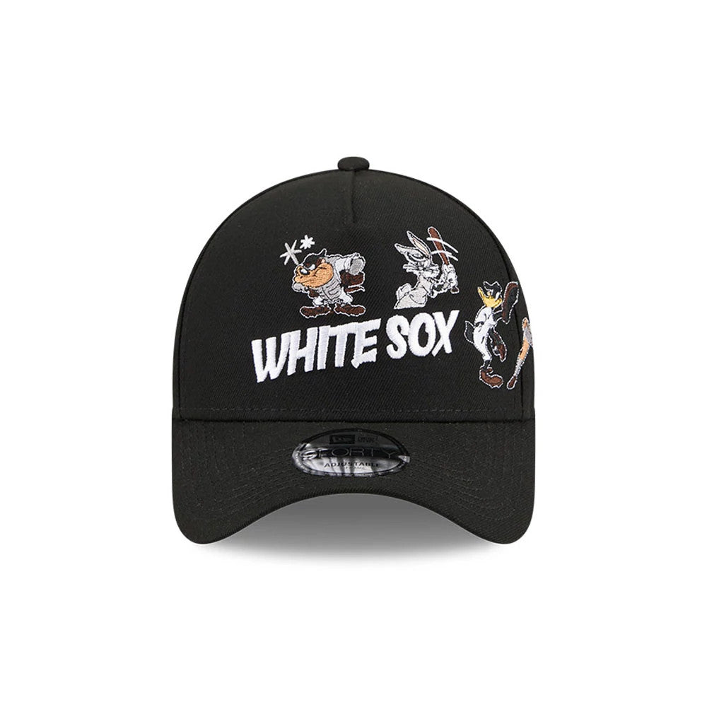 Pictured is this MLB X Looney Tunes Chicago White Sox 9FORTY A-Frame Adjustable cap in black. 3