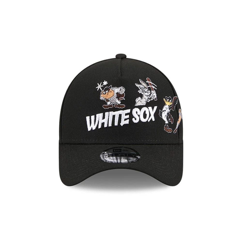 Pictured is this MLB X Looney Tunes Chicago White Sox 9FORTY A-Frame Adjustable cap in black. 3