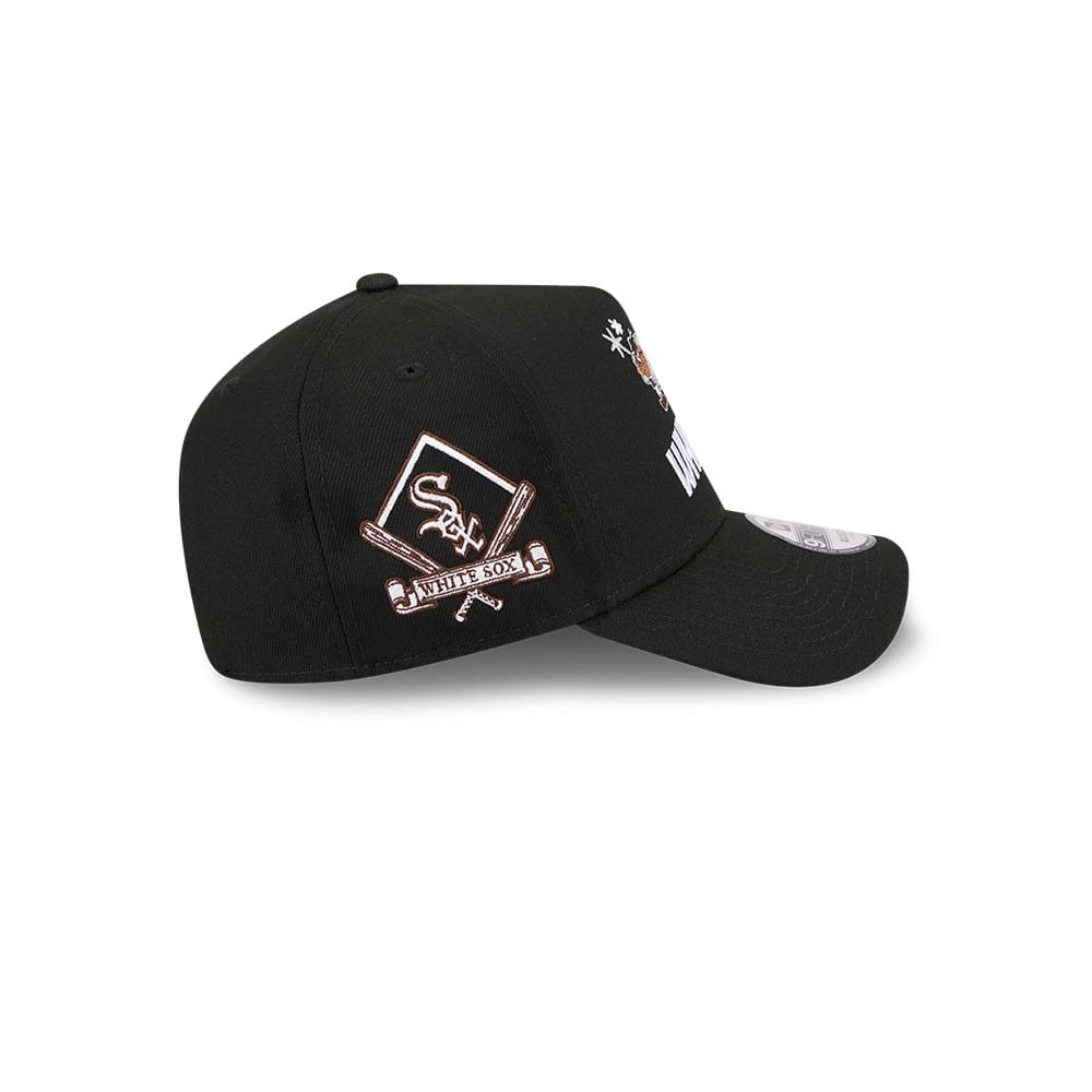 Pictured is this MLB X Looney Tunes Chicago White Sox 9FORTY A-Frame Adjustable cap in black. 6