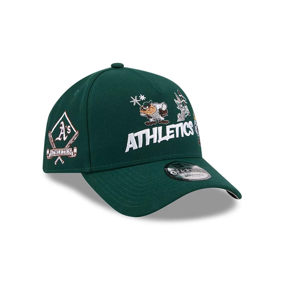 Pictured is this MLB X Looney Tunes Athletics 9FORTY A-Frame Adjustable cap in dark green. 4