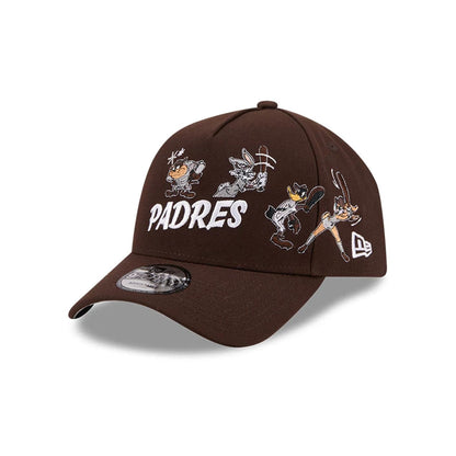 Pictured is this MLB X Looney Tunes San Diego Padres 9FORTY A-Frame Adjustable cap in dark brown. 1