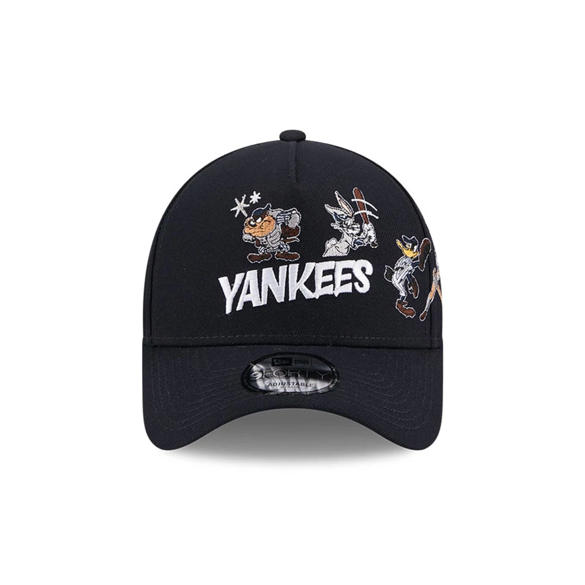 Pictured is this MLB X Looney Tunes New York Yankees 9FORTY A-Frame Adjustable cap in navy. 3