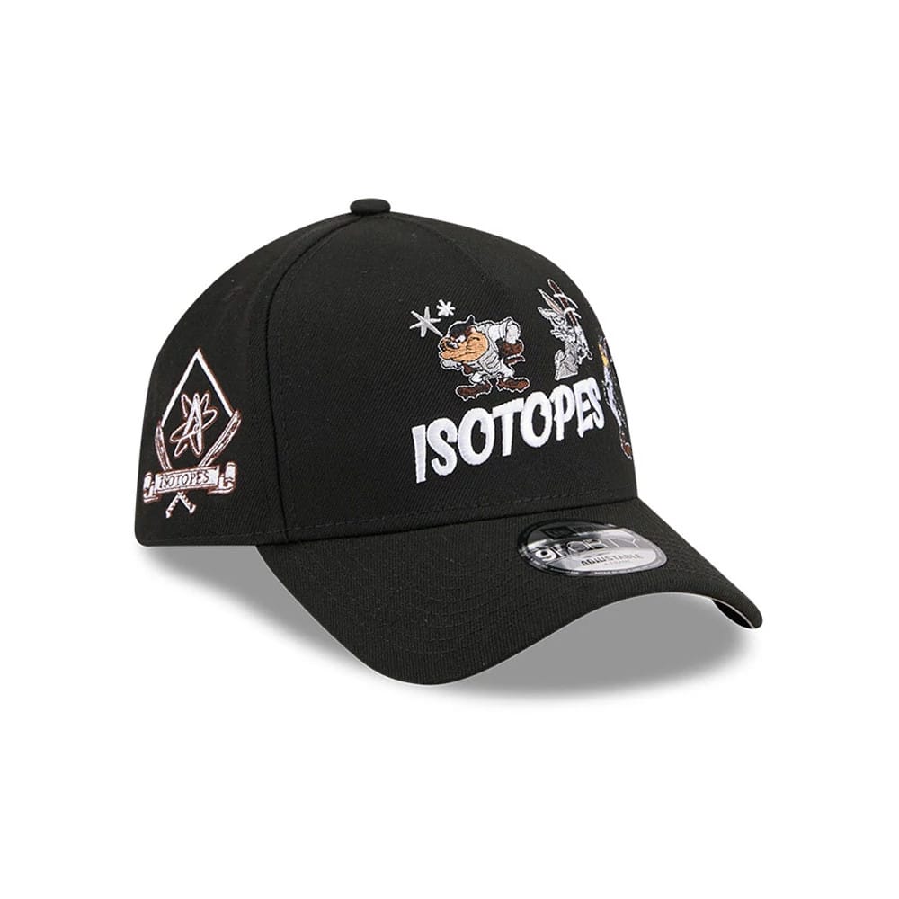 Pictured is this MiLB X Looney Tunes Albuquerque Isotopes 9FORTY A-Frame Adjustable cap in black. 4
