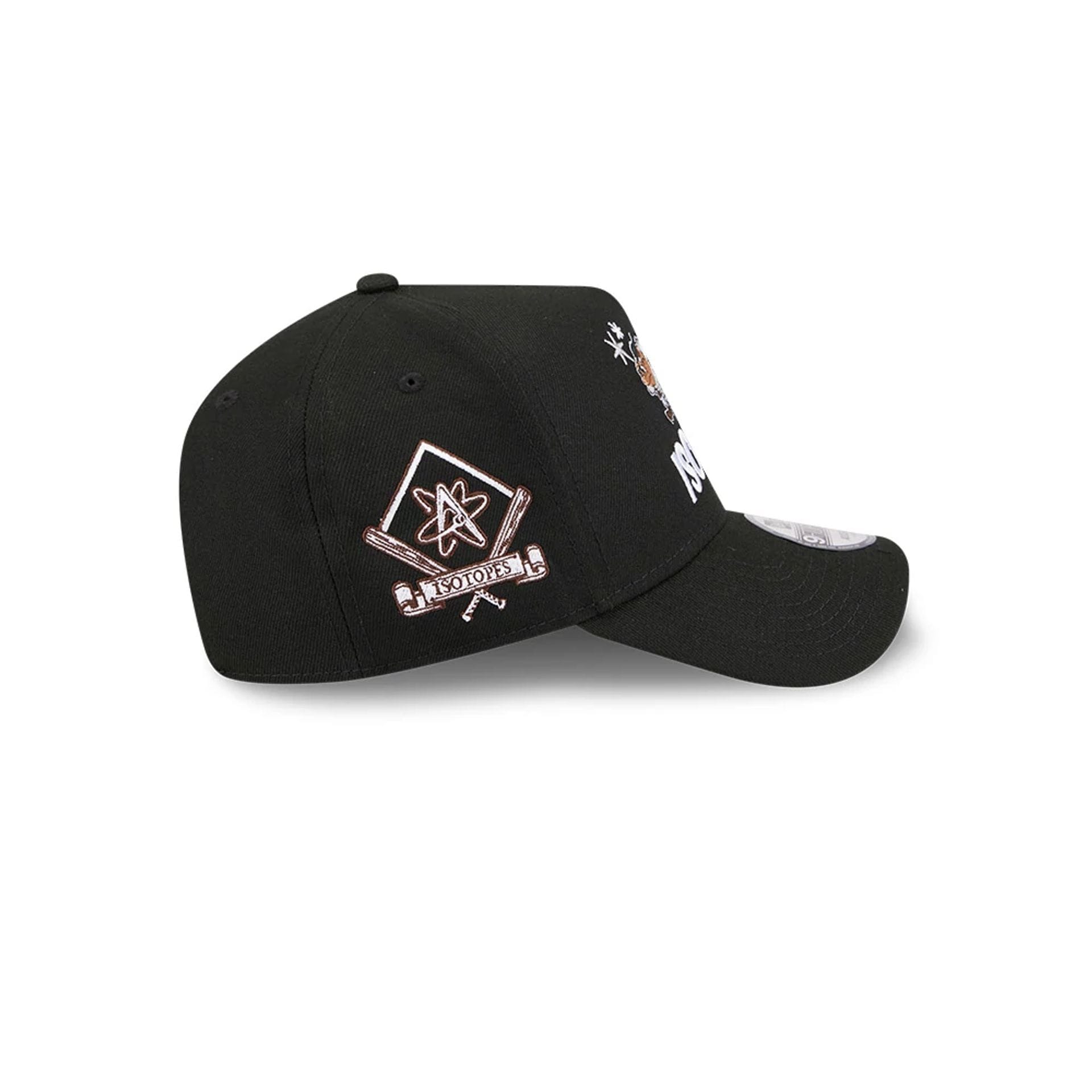 Pictured is this MiLB X Looney Tunes Albuquerque Isotopes 9FORTY A-Frame Adjustable cap in black. 6
