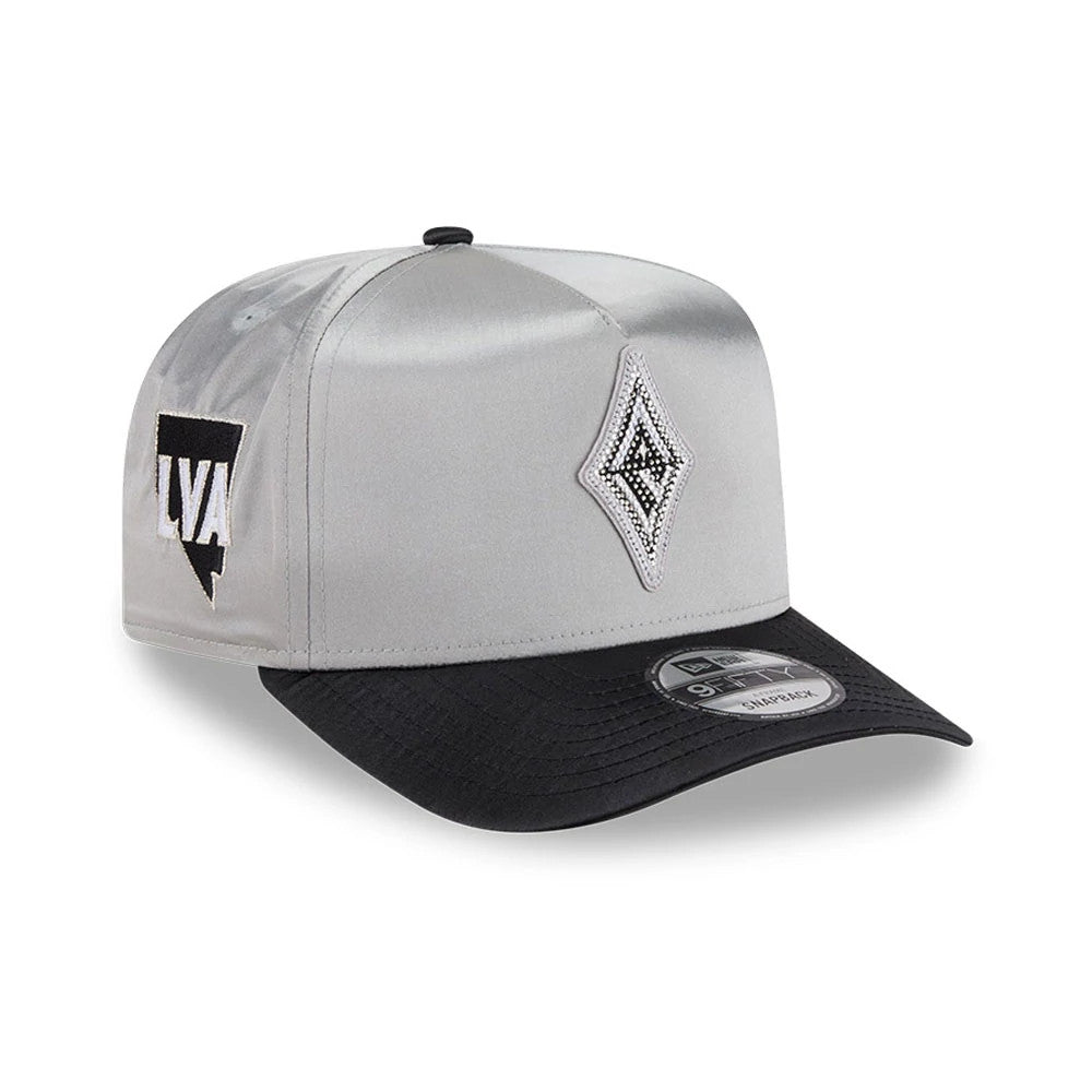 Pictured is this WNBA Draft 2026 Las Vegas Aces 9FIFTY A-Frame Snapback cap in silver. 1