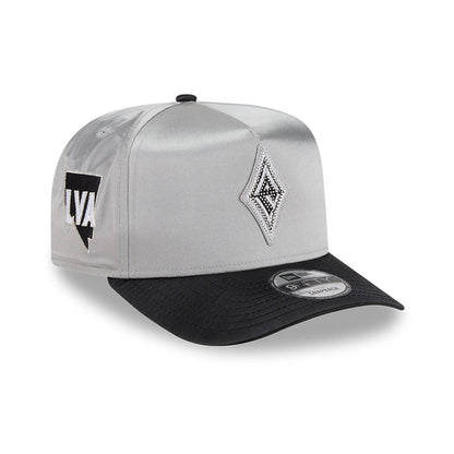 Pictured is this WNBA Draft 2026 Las Vegas Aces 9FIFTY A-Frame Snapback cap in silver. 1