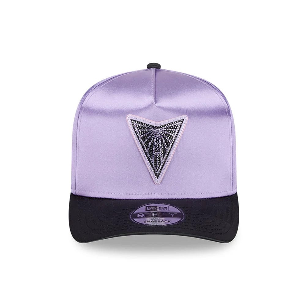 Pictured is this WNBA Draft 2026 Golden State Valkyries 9FIFTY A-Frame Snapback cap in pastel purple. 3