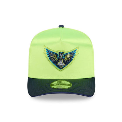 Pictured is this WNBA Draft 2026 Dallas Wings 9FIFTY A-Frame Snapback cap in bright green. 3
