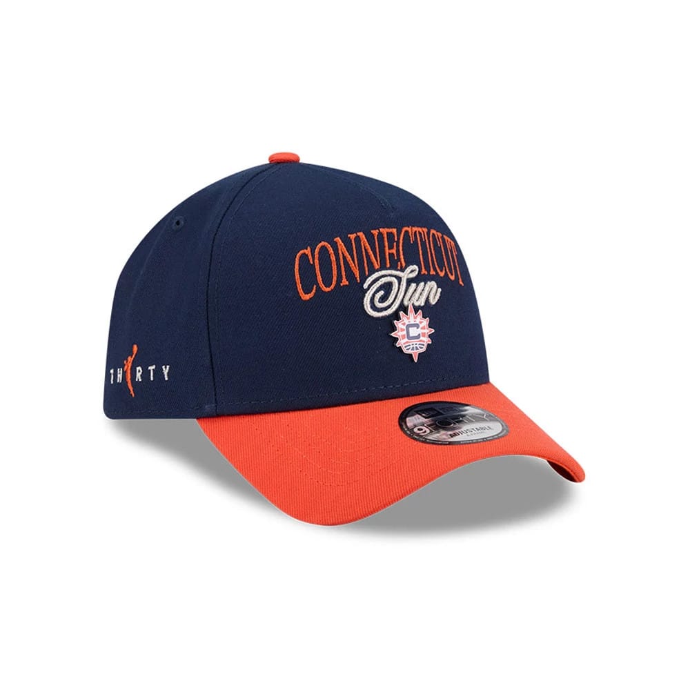Pictured is this WNBA Tip Off 2026 Connecticut Sun 9FORTY A-Frame cap in navy. 3