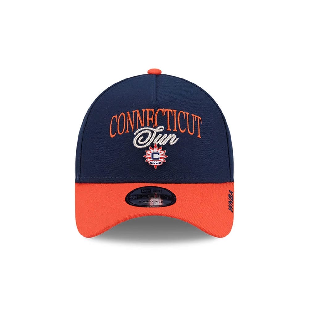 Pictured is this WNBA Tip Off 2026 Connecticut Sun 9FORTY A-Frame cap in navy. 2