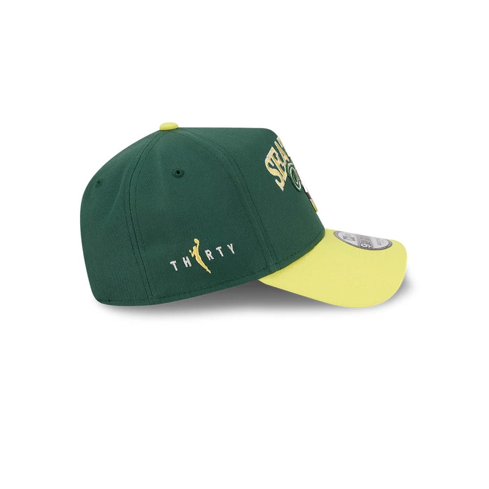 Pictured is this WNBA Tip Off 2026 Seattle Storm 9FORTY A-Frame cap in dark green. 4