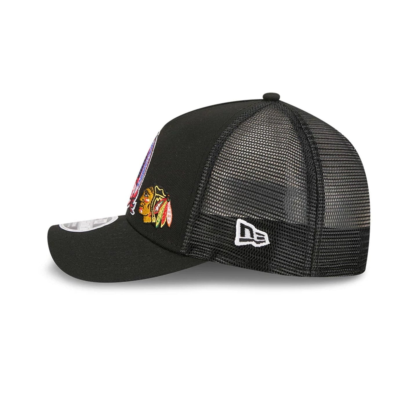 Pictured is this NHL Stanley Cup Champions Pittsburgh Penguins 9FORTY M-Crown A-Frame Trucker Adjustable cap in black. 6