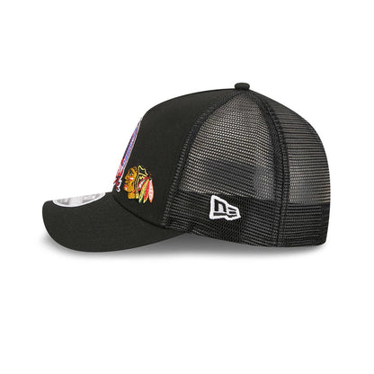 Pictured is this NHL Stanley Cup Champions Pittsburgh Penguins 9FORTY M-Crown A-Frame Trucker Adjustable cap in black. 6