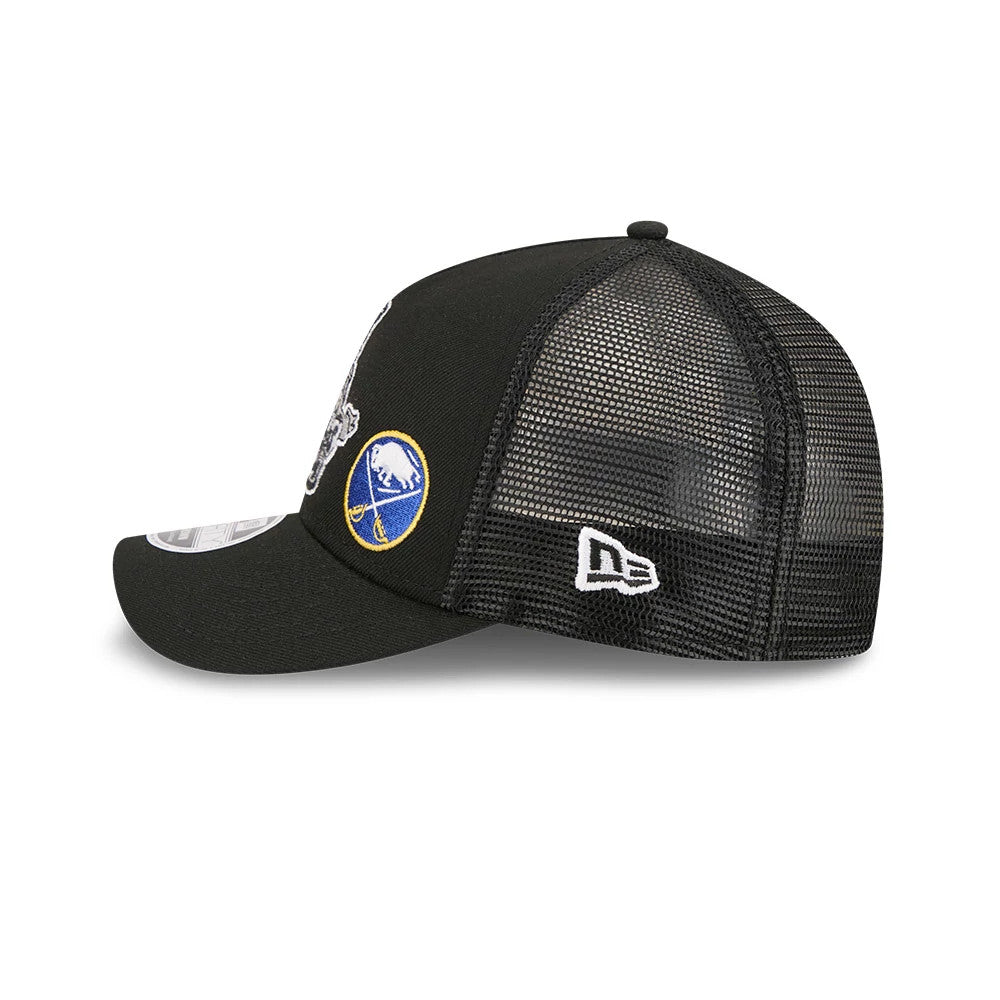 Pictured is this NHL Stanley Cup Champions Philadelphia Flyers 9FORTY M-Crown A-Frame Trucker Adjustable cap in black. 4