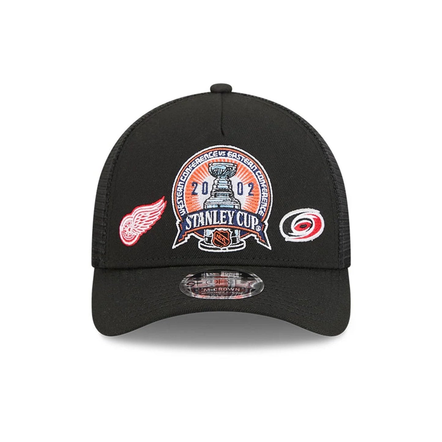 Pictured is this NHL Stanley Cup Champions Detroit Red Wings 9FORTY M-Crown A-Frame Trucker Adjustable cap in black. 3