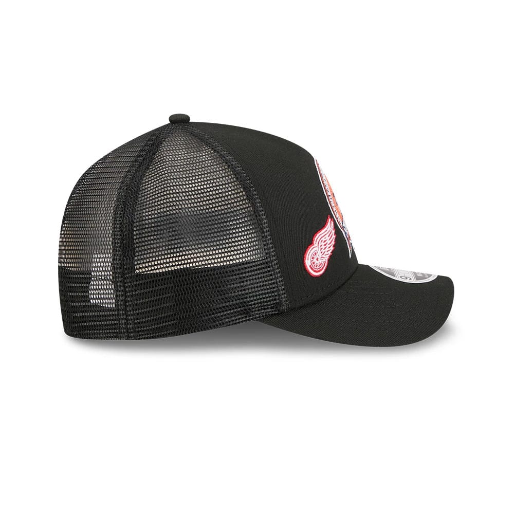 Pictured is this NHL Stanley Cup Champions Detroit Red Wings 9FORTY M-Crown A-Frame Trucker Adjustable cap in black. 6