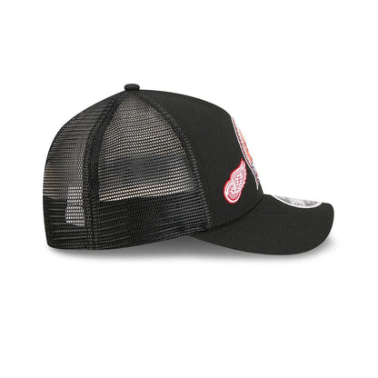 Pictured is this NHL Stanley Cup Champions Detroit Red Wings 9FORTY M-Crown A-Frame Trucker Adjustable cap in black. 6