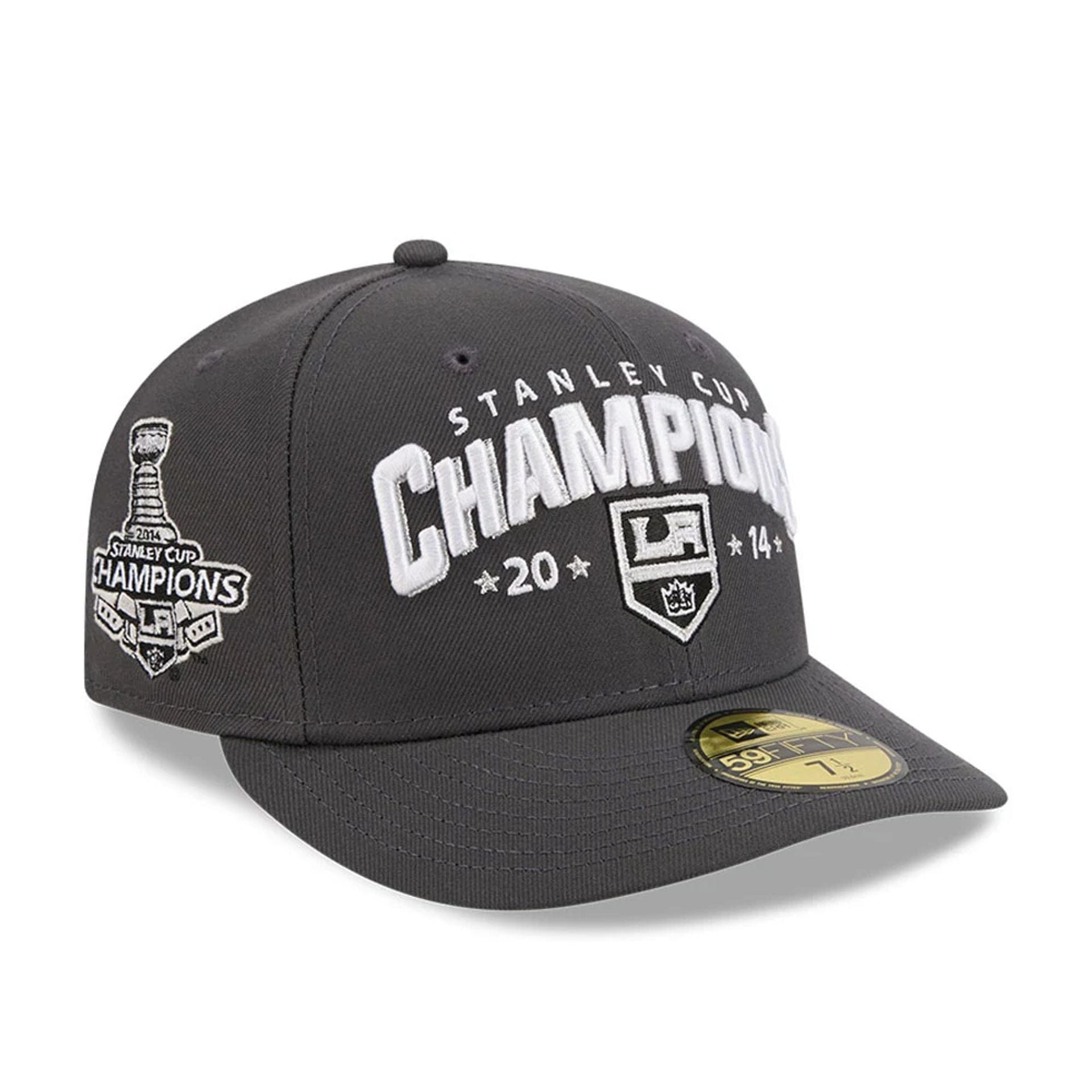 Pictured is this NHL Stanley Cup Champions LA Kings 59FIFTY Fitted cap in dark grey. 1