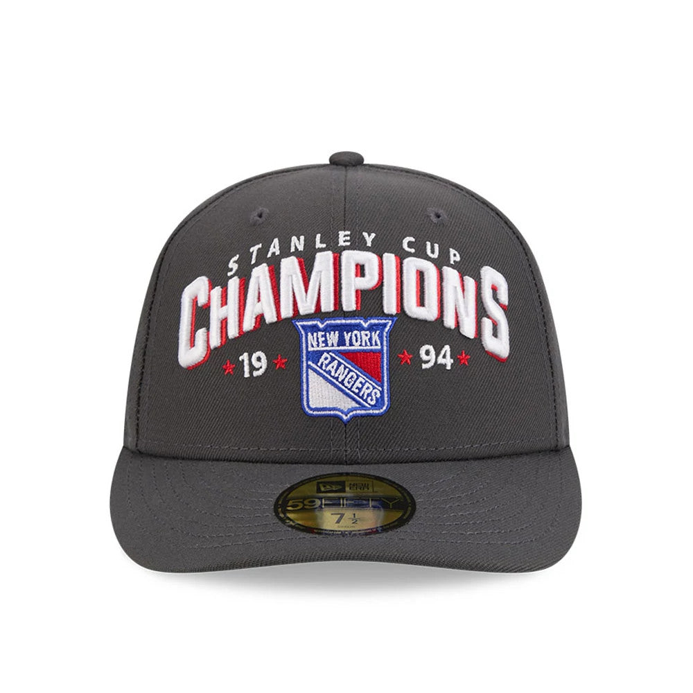 Pictured is this NHL Stanley Cup Champions New York Rangers 59FIFTY Fitted cap in dark grey. 3