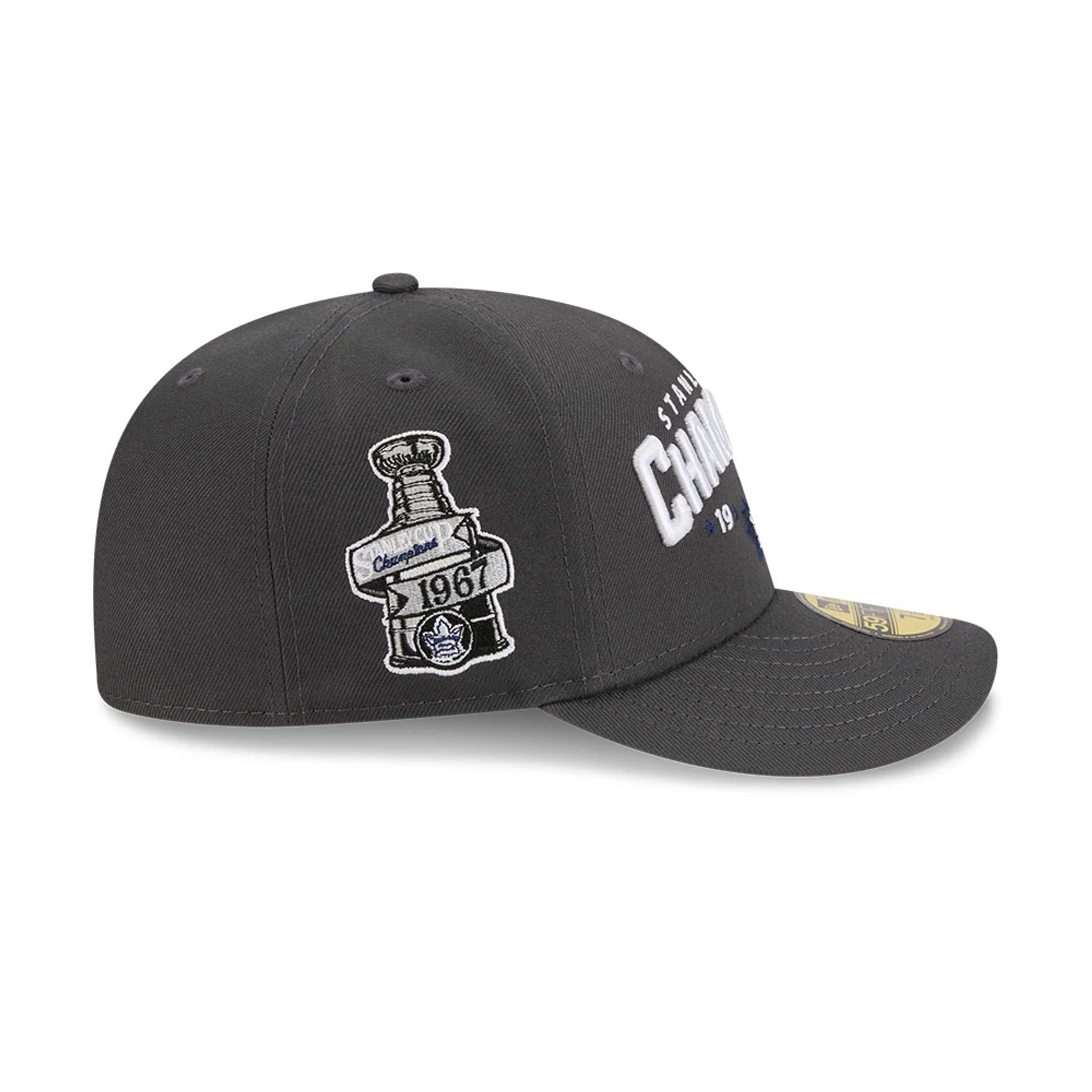 Pictured is this NHL Stanley Cup Champions Toronto Maple Leafs 59FIFTY Fitted cap in dark grey. 5