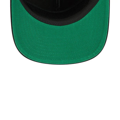 Anaheim Ducks NHL Stanley Cup Champions Black New Era 19TWENTY Adjustable Cap, inside view showing the green undervisor, black internal taping along the seams and a black sweatband lining the edge of the crown for added comfort.