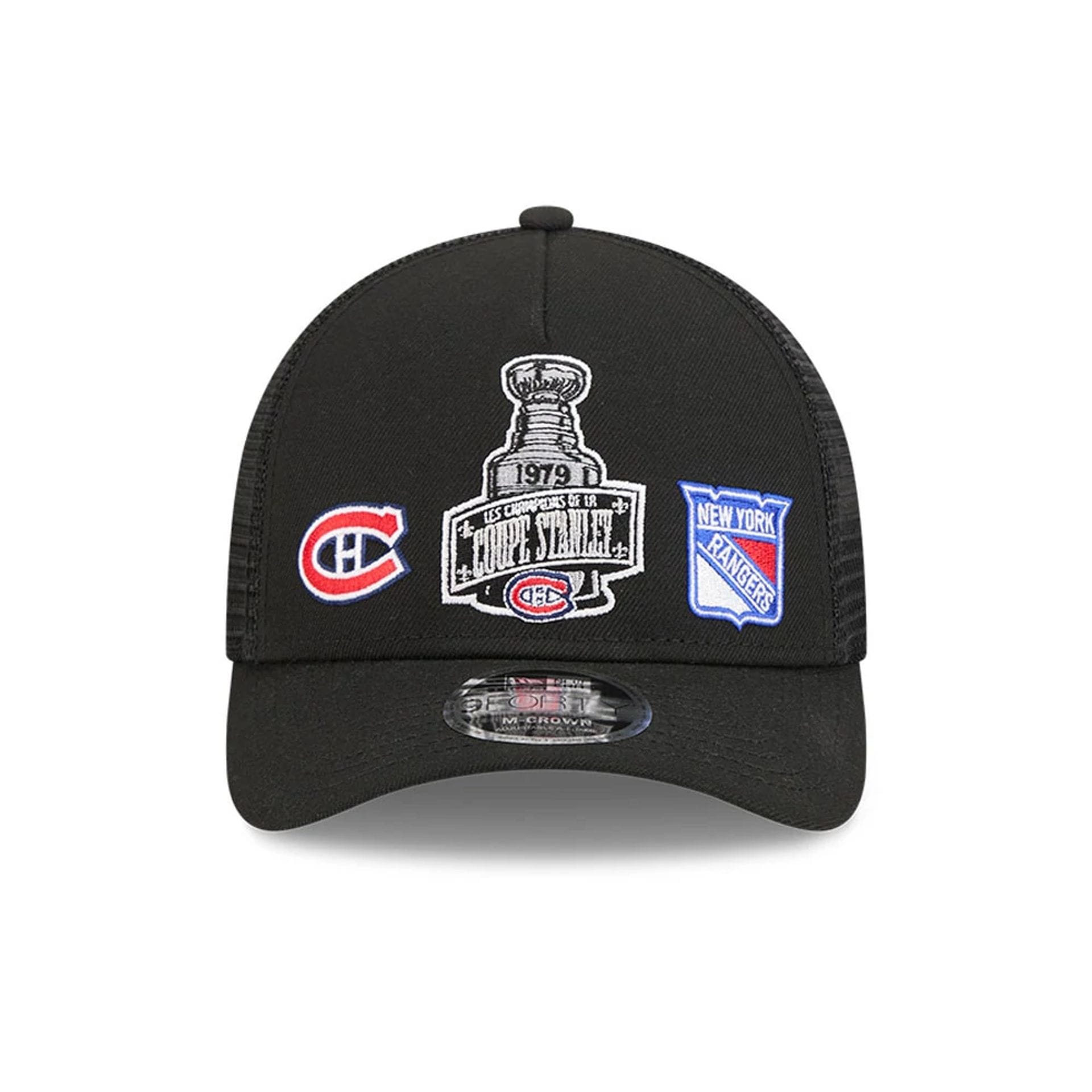 Pictured is this NHL Stanley Cup Champions Montreal Canadiens 9FORTY M-Crown A-Frame Trucker Adjustable cap in black. 3