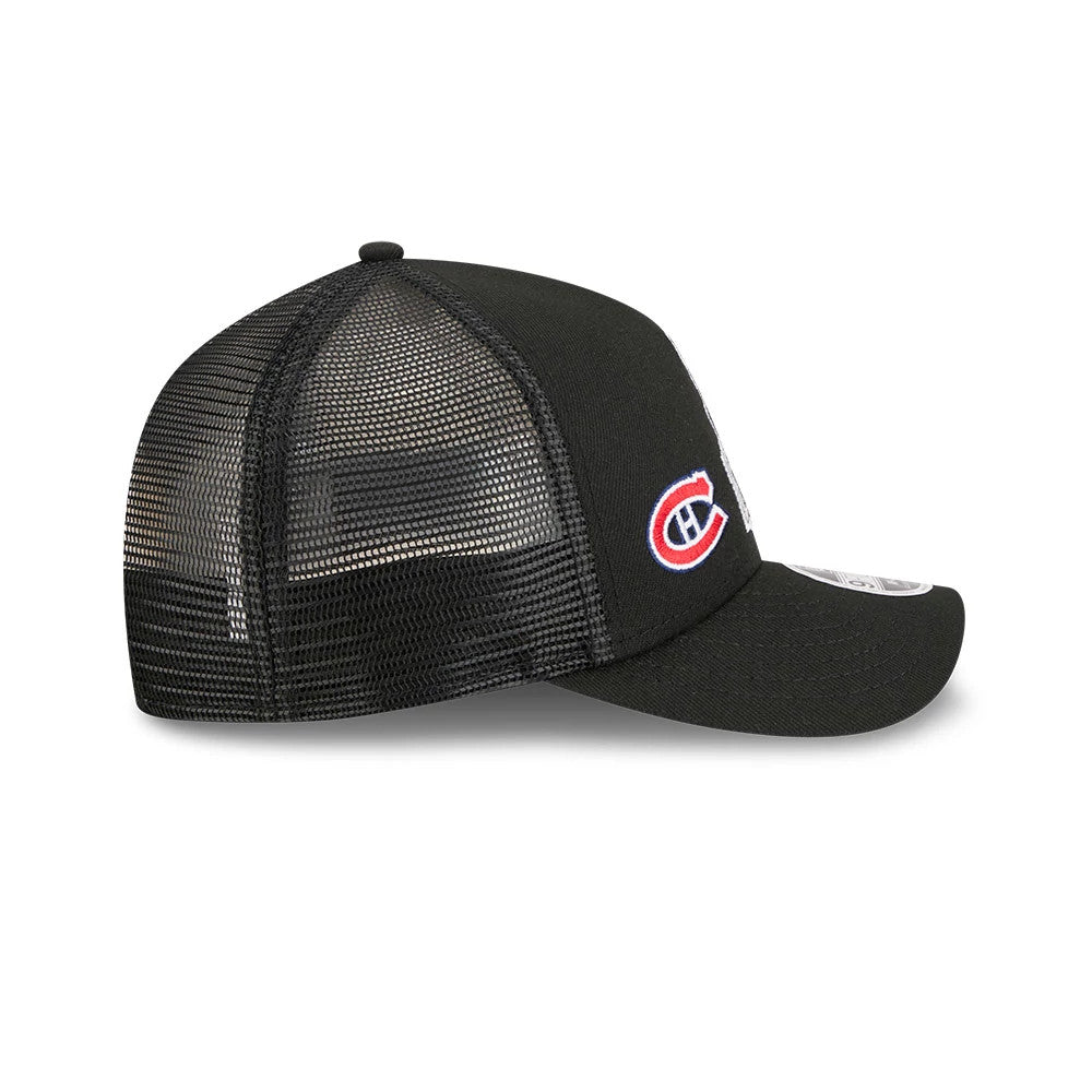 Pictured is this NHL Stanley Cup Champions Montreal Canadiens 9FORTY M-Crown A-Frame Trucker Adjustable cap in black. 5