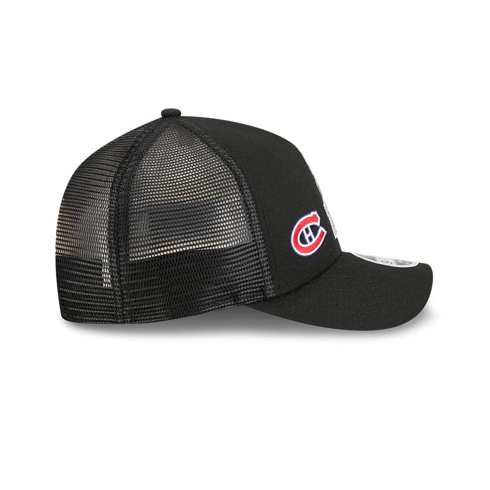 Pictured is this NHL Stanley Cup Champions Montreal Canadiens 9FORTY M-Crown A-Frame Trucker Adjustable cap in black. 5