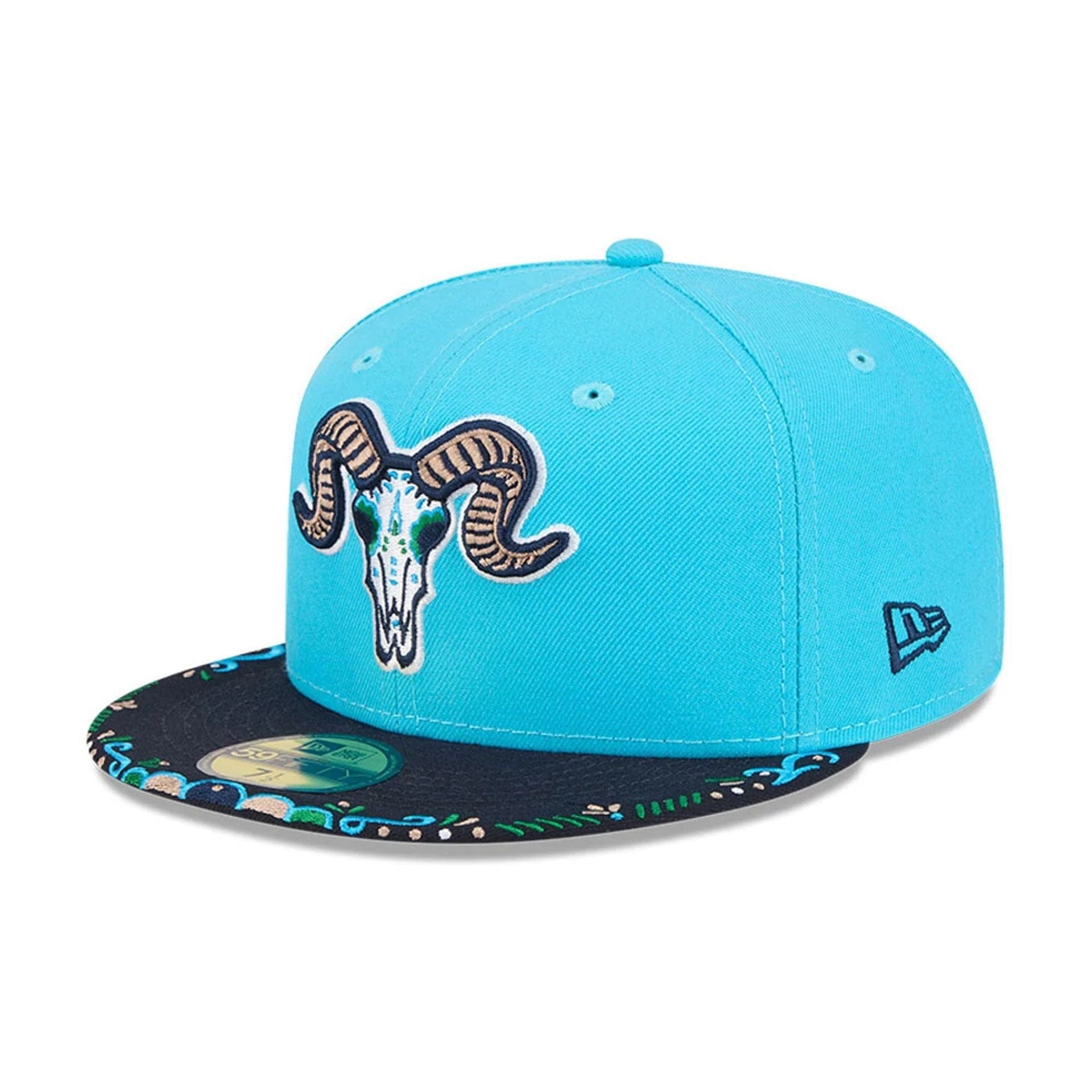 Pictured is this MiLB La Copa 2026 Hartford Yard Goats 59FIFTY Fitted cap in bright blue. 1