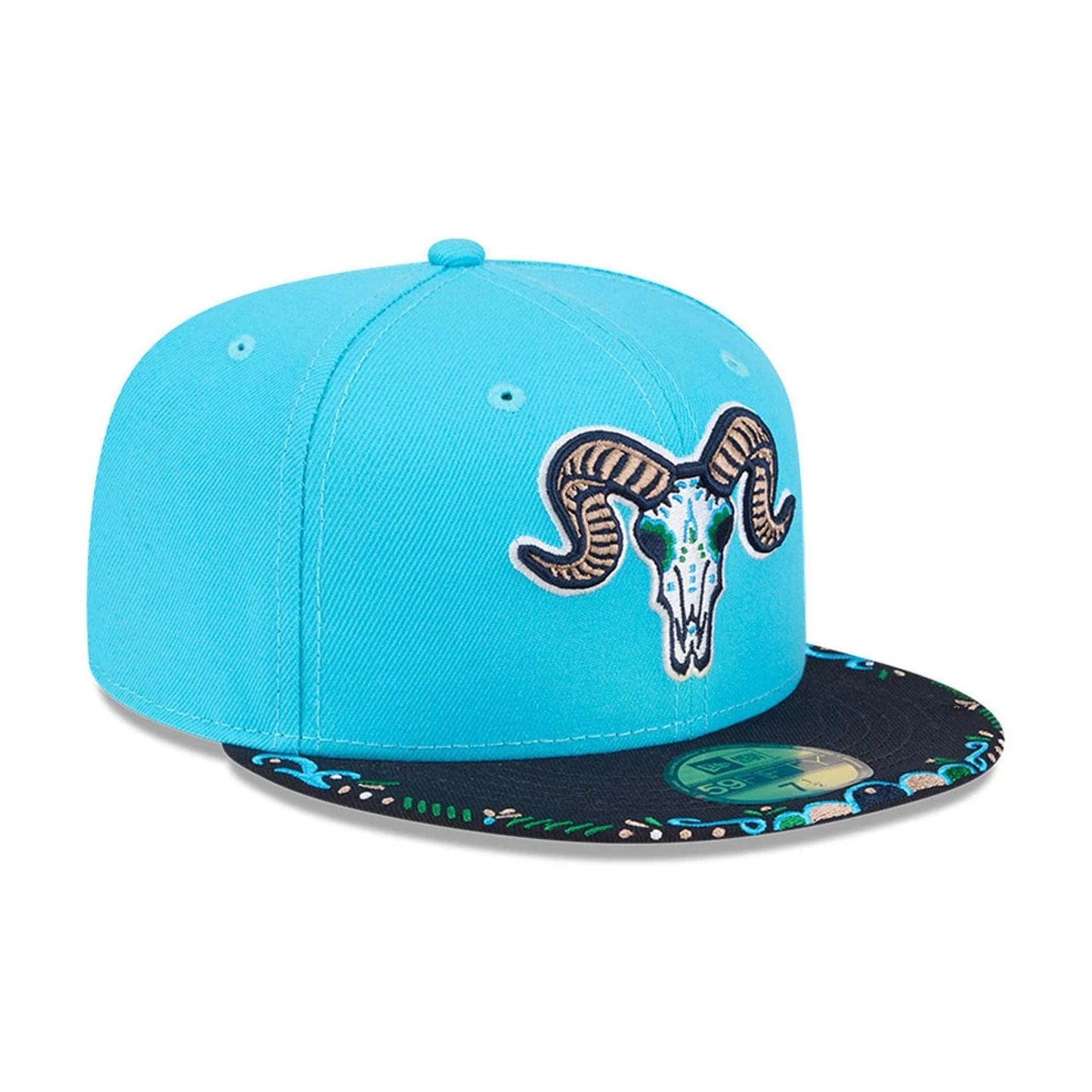 Pictured is this MiLB La Copa 2026 Hartford Yard Goats 59FIFTY Fitted cap in bright blue. 4