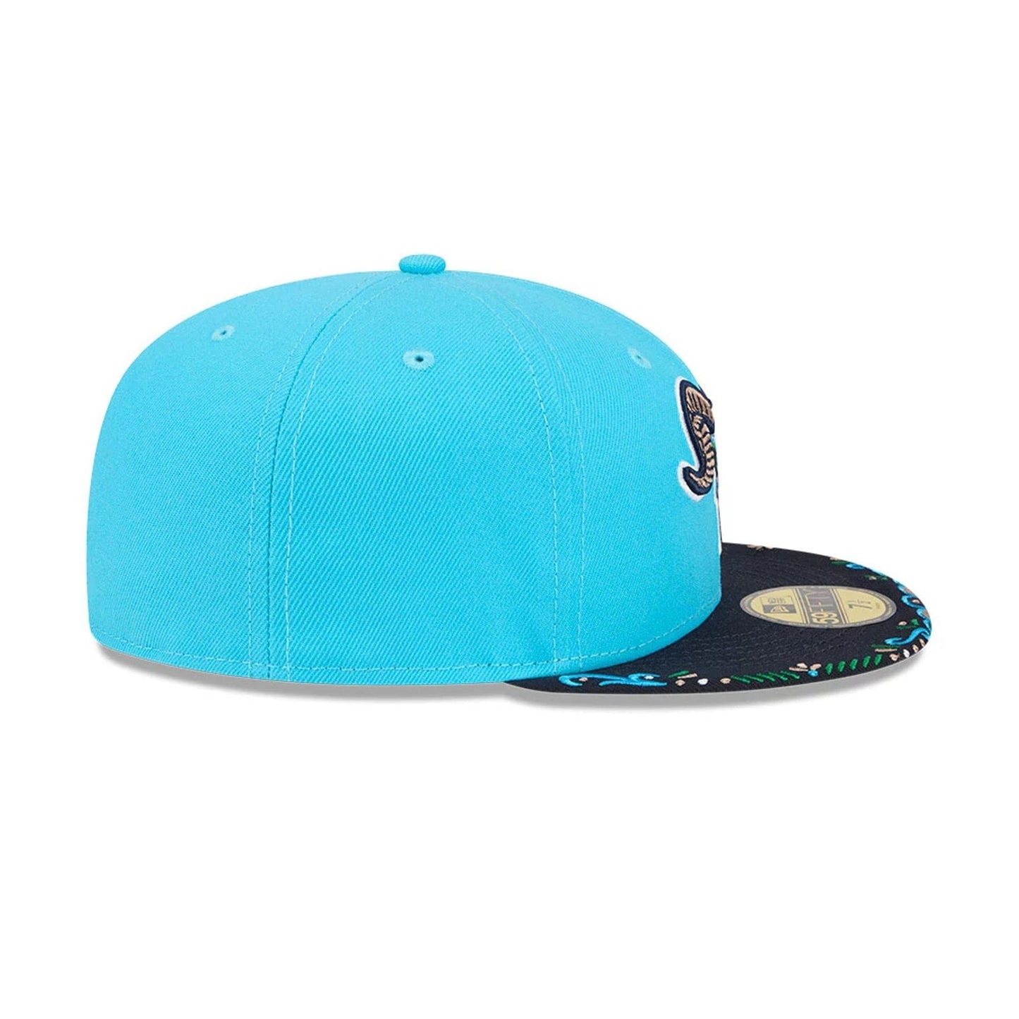 Pictured is this MiLB La Copa 2026 Hartford Yard Goats 59FIFTY Fitted cap in bright blue. 6
