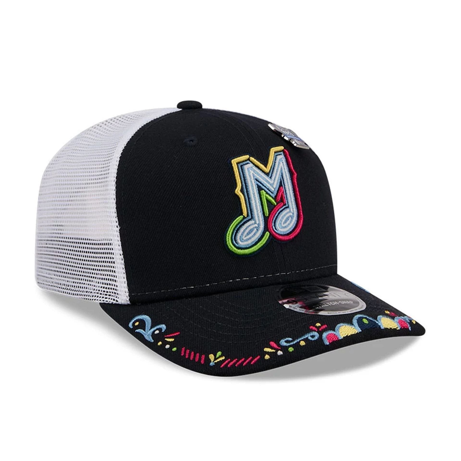 Pictured is this MiLB La Copa 2026 Memphis Redbirds 9SEVENTY Stretch Snap cap in navy. 4