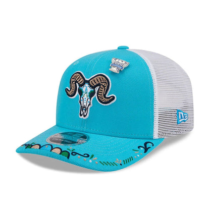 Pictured is this MiLB La Copa 2026 Hartford Yard Goats 9SEVENTY Stretch Snap cap in bright blue. 1