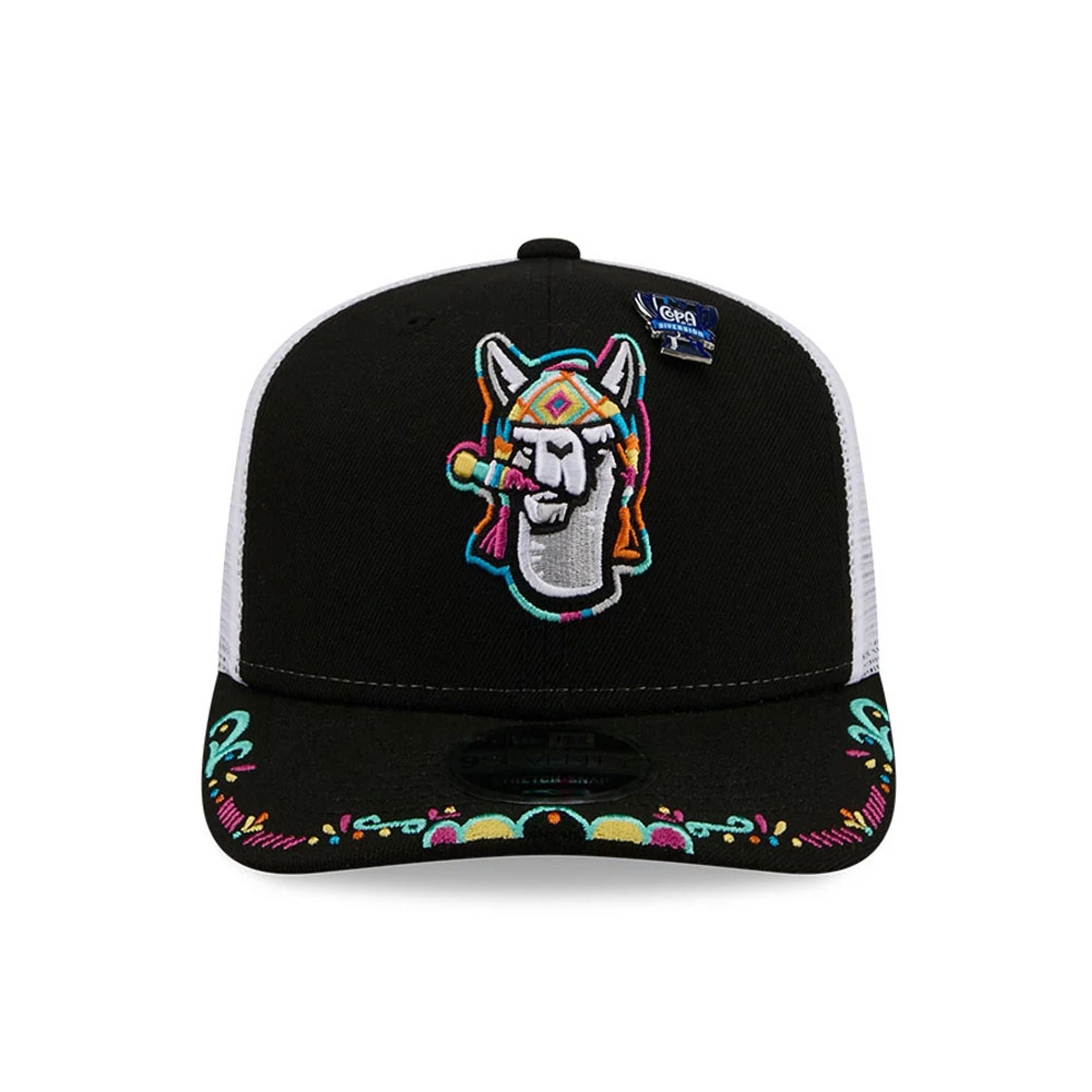 Pictured is this MiLB La Copa 2026 Hickory Crawdads 9SEVENTY Stretch Snap cap in black. 3