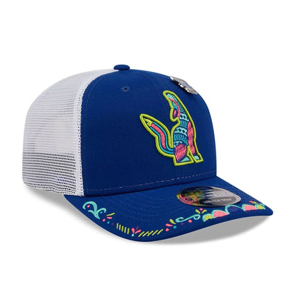 Pictured is this MiLB La Copa 2026 Hillsboro Hops 9SEVENTY Stretch Snap cap in blue. 4