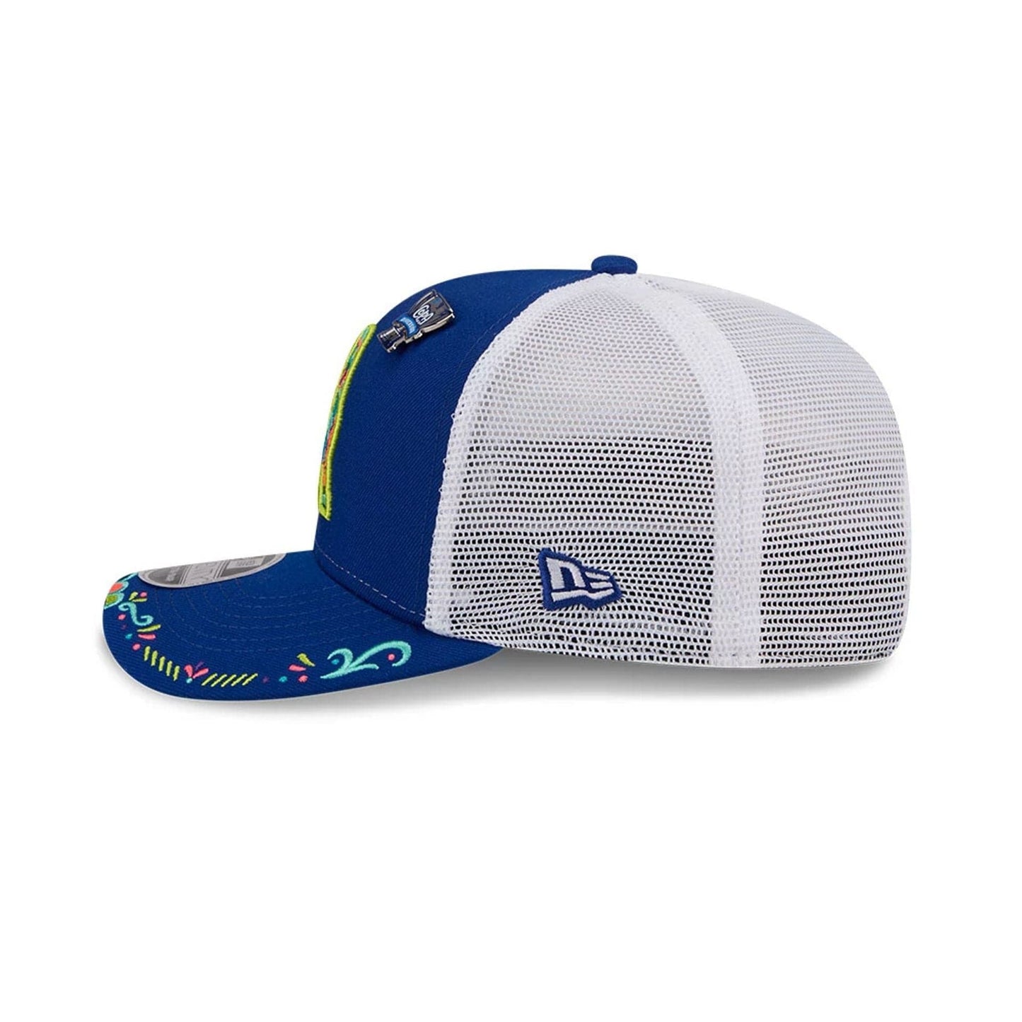 Pictured is this MiLB La Copa 2026 Hillsboro Hops 9SEVENTY Stretch Snap cap in blue. 5