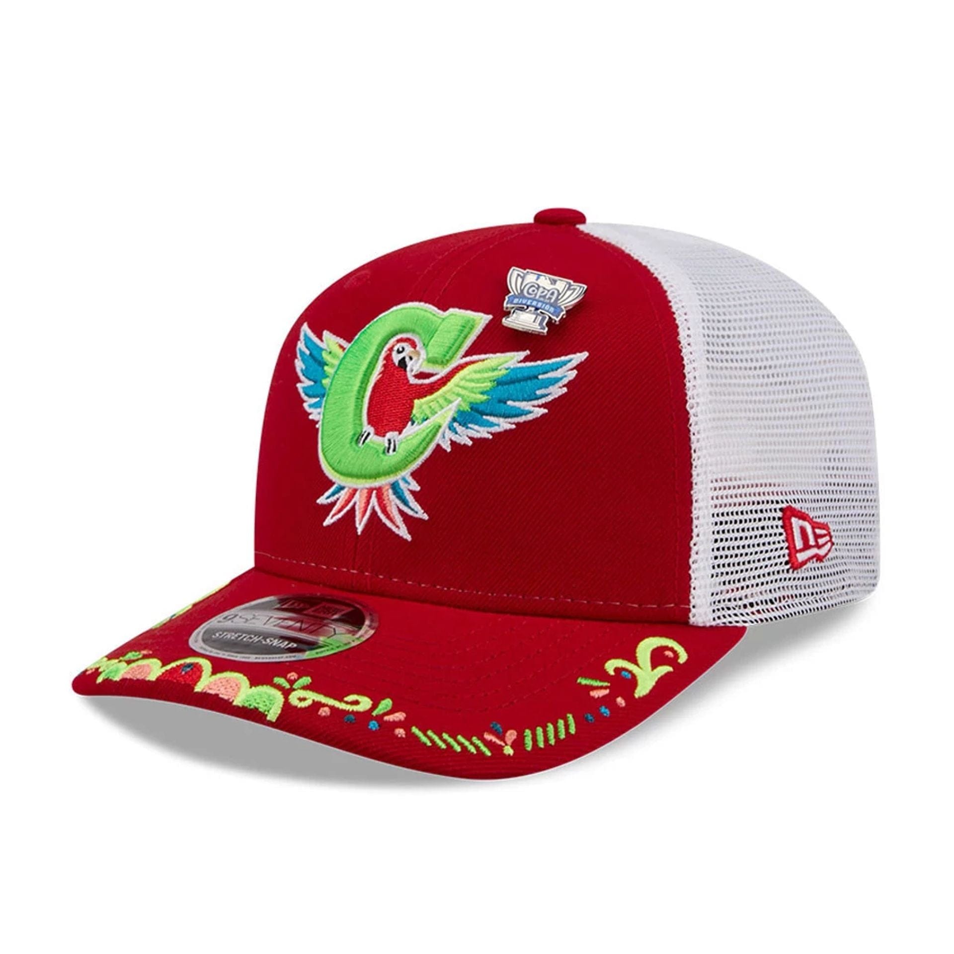 Pictured is this MiLB La Copa 2026 Charlotte Knights 9SEVENTY Stretch Snap cap in Red. 1