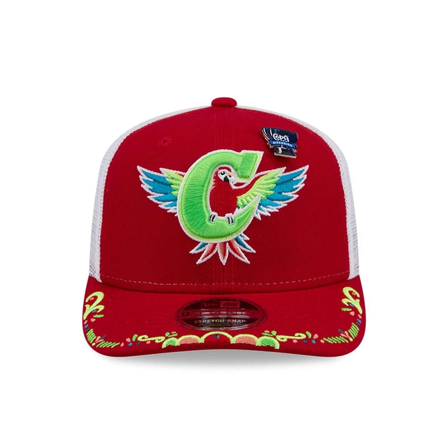 Pictured is this MiLB La Copa 2026 Charlotte Knights 9SEVENTY Stretch Snap cap in Red. 3